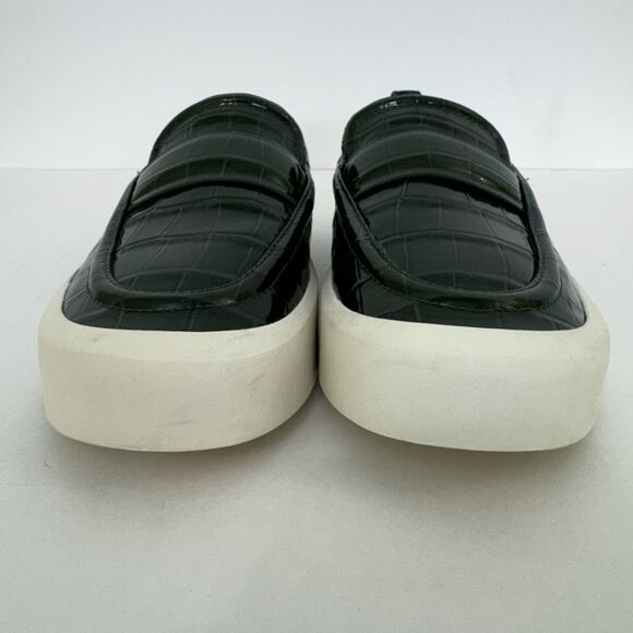 Vince Ghita Croc-Embossed Slip-On Loafer Sneakers Leather Green/White | 8M - Picture 7 of 14